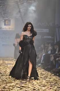 Model on the ramp for designer Rocky S on Lakme Fashion Week day 5 in Mumbai. .