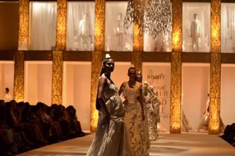 Model on the ramp for designer Rohit Bal on Lakme Fashion Week day 5 in Mumbai. .