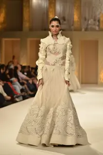 Model on the ramp for designer Rohit Bal on Lakme Fashion Week day 5 in Mumbai. .