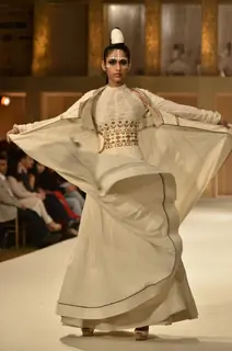Model on the ramp for designer Rohit Bal on Lakme Fashion Week day 5 in Mumbai. .