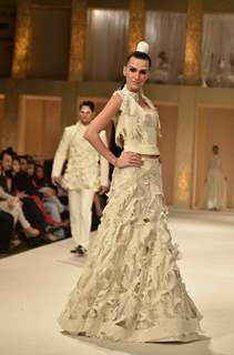 Model on the ramp for designer Rohit Bal on Lakme Fashion Week day 5 in Mumbai. .