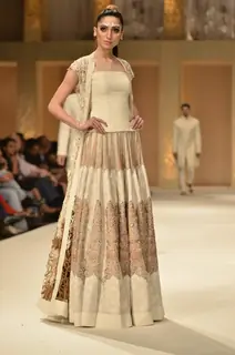 Model on the ramp for designer Rohit Bal on Lakme Fashion Week day 5 in Mumbai. .