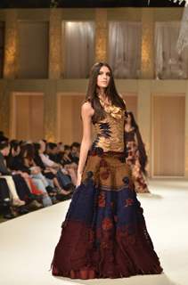 Model on the ramp for designer Rohit Bal on Lakme Fashion Week day 5 in Mumbai. .