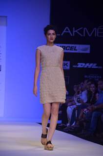 Model on the ramp for designer Sougat Paul on Lakme Fashion Week day 5 in Mumbai. .