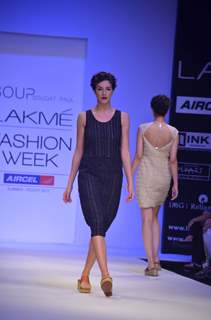 Model on the ramp for designer Sougat Paul on Lakme Fashion Week day 5 in Mumbai. .