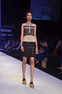 Model on the ramp for designer Sougat Paul on Lakme Fashion Week day 5 in Mumbai. .