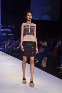 Model on the ramp for designer Sougat Paul on Lakme Fashion Week day 5 in Mumbai. .