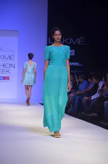 Model on the ramp for designer Sougat Paul on Lakme Fashion Week day 5 in Mumbai. .