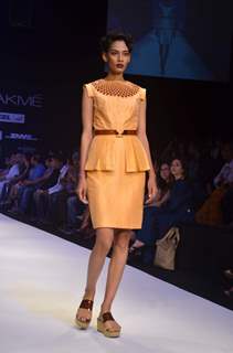 Model on the ramp for designer Sougat Paul on Lakme Fashion Week day 5 in Mumbai. .