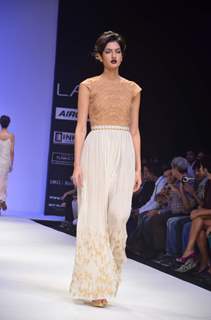 Model on the ramp for designer Sougat Paul on Lakme Fashion Week day 5 in Mumbai. .