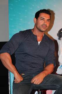 John Abraham at the first look at Vicky Donor film. .