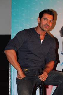 John Abraham at the first look at Vicky Donor film. .