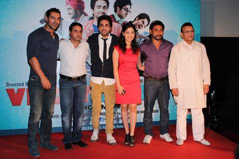 John Abraham at the first look at Vicky Donor film. .