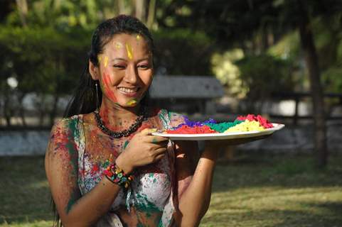 Bollywood actress & model Pooja Basu prepares to celebrate the Holi in Mumbai