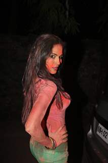 Veena Malik celebrating Holi festival in Mumbai