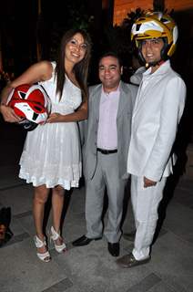 Pooja Misrra, Rajiv Kapur  (MD, Steelbird helmets) & Vivek Mishra at the Couture for Cause Fashion Show in ITC Maratha on 13th March 2012. .