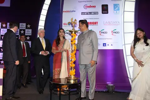 Sonam Kapoor and Karan Johar at the inaugural session of FICCI Frames 2012