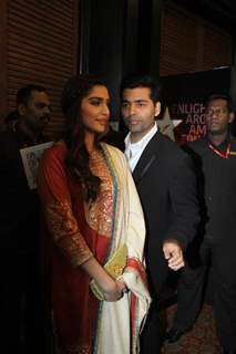 Sonam Kapoor and Karan Johar at the inaugural session of FICCI Frames 2012