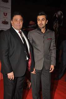 Rishi Kapoor and Ranbir Kapoor at Global Indian Film & TV Honours Awards 2012