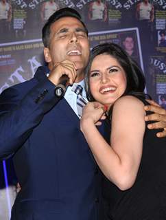 Akshay Kumar and Zarine Khan at the unveiling of cover page of latest issue of stardust magazine