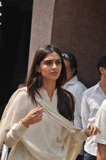 Sonam Kapoor at Mona Kapoor's funeral at Pawan Hans