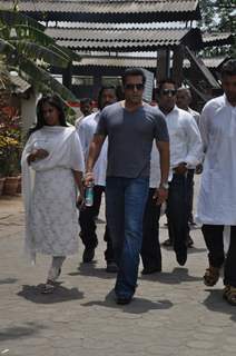 Salman Khan at Indian Bollywood Producer Mona Kapoor's funeral at Pawan Hans in Juhu, Mumbai