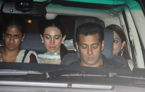 Salman Khan and Karishma Kapoor at Mukesh Ambani's bash for Sachin Tendulkar