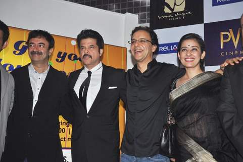 Rajkumar Hirani, Anil Kapoor, Vidhu Vinod Chopra & Manisha Koirala at premiere of film Parinda