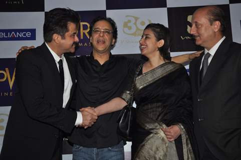 Anil Kapoor, Vidhu Vinod Chopra, Manisha Koirala and Anupam Kher at premiere of film Parinda