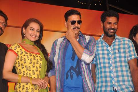 Akshay Kumar and Sonakshi Sinha at Rowdy Rathore music launch in Mumbai. .