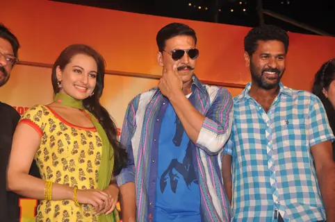 Akshay Kumar and Sonakshi Sinha at Rowdy Rathore music launch in Mumbai. .