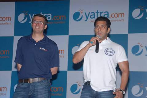 Mr. Dhruv Shringi, CEO & Co- founder, Yatra.com and Salman Khan Launched new brand campaign of Yatra.com in Mumbai. .