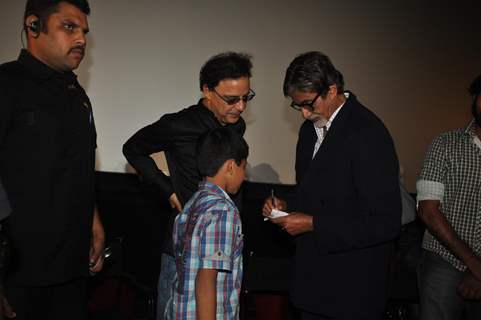 Bollywood actor Amitabh Bachchan at film Eklavya special screening for Vidhu Vinod Chopra Retrospective at PVR Cinemas in Juhu, Mumbai