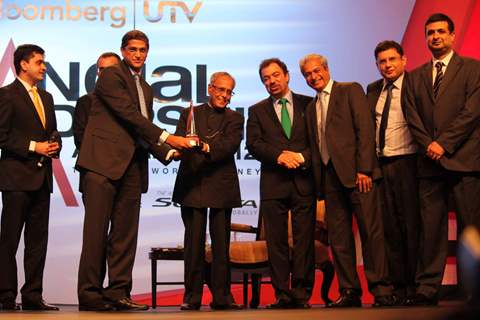 Finance Minister Pranab Mukherjee at Bloomberg UTV Awards at Taj Lands End. .