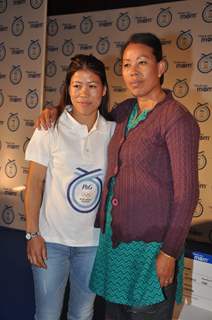 Mary Kom with her mother Saneikham Kom at P&G Thank You Mom campaign launch