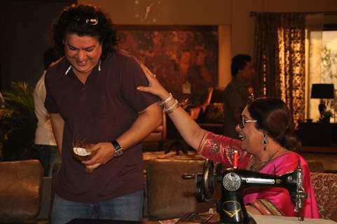 Sajid Khan and Kirron Kher during the Mahurat of Movie “Ajab Gazabb Love”