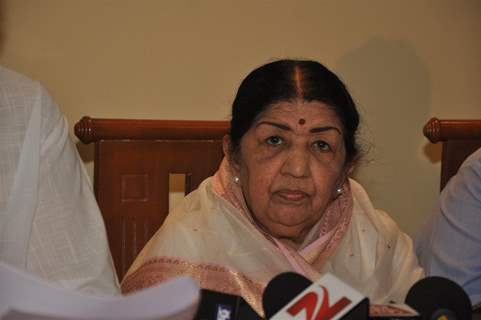 Lata Mangeshkar during a Press Conference to announce 'Deenanath Mangeshkar Puraskar Awards'