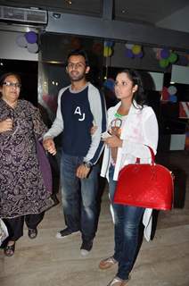 Sania Mirza with Shoaib Malik snapped at Cinemax in Andheri, Mumbai