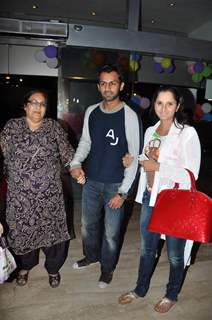 Sania Mirza with Shoaib Malik snapped at Cinemax in Andheri, Mumbai