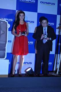 Amy Jackson During The Launch of Olympus OM-D Camera