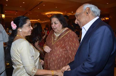Asha Bhosle, Yash Chopra and Pamela Chopra at Bappa Lahiri and Taneesha Verma Wedding Reception