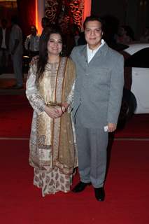 Lalit Pandit with wife at Bappa Lahiri and Taneesha Verma Wedding Reception