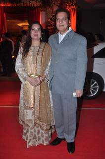 Lalit Pandit with wife at Bappa Lahiri and Taneesha Verma Wedding Reception