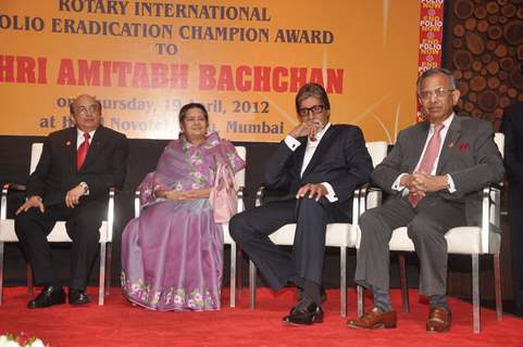 Indian bollywood actor Amitabh Bachchan attends the Polio Eradication Champion Award ceremony in Mumbai. .