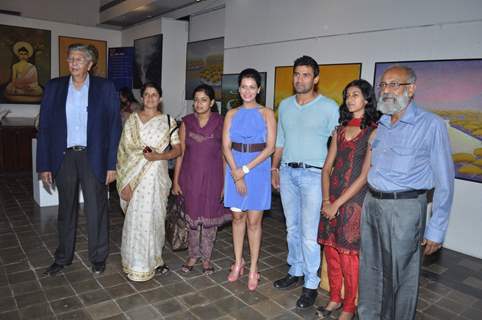 Payal Rohatgi with wrestler Sangram Singh inaugurates Art Exhibition at Coomaraswamy Hall