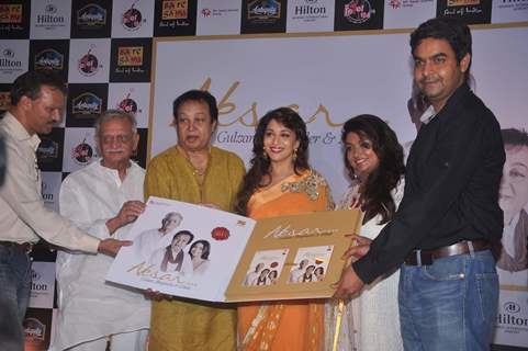 Gulzar, Bhupinder Singh, Madhuri Dixit and Mitali Singh at the launch of Gulzar's Album 'Aksar'