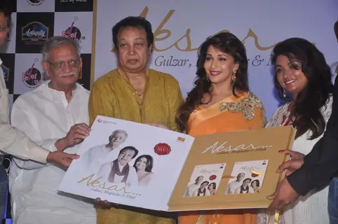 Gulzar, Bhupinder Singh, Madhuri Dixit and Mitali Singh at the launch of Gulzar's Album 'Aksar'
