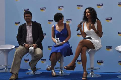 Mandira Bedi and Sheetal Mallar at Launch of NIVEA Sun in India