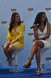 Lara Dutta and Sheetal Mallar at Launch of NIVEA Sun in India