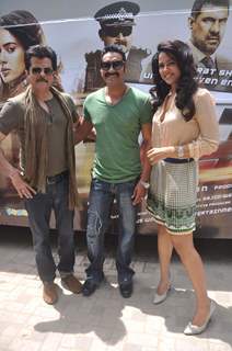 Anil Kapoor, Ajay Devgan and Sameera Reddy at promotion of film 'Tezz'